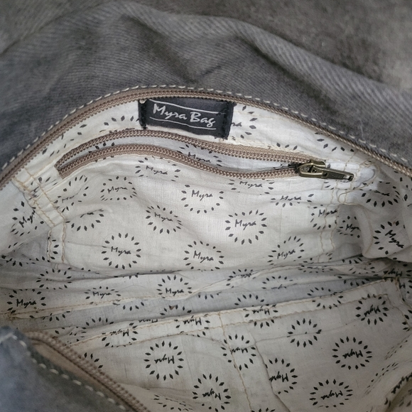 Myra Canvas/Leather Grey Crossbody Handbag Southwest Western OS - Picture 4 of 5